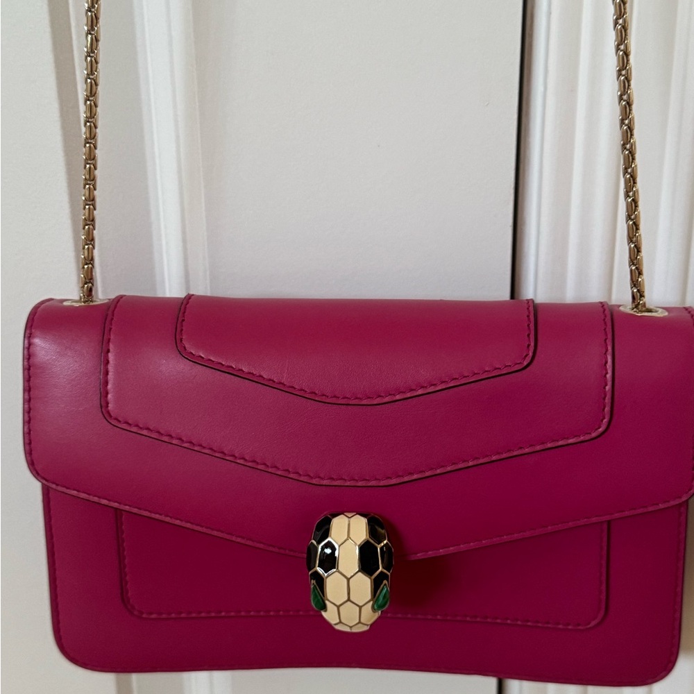 Bvlgari Forever Serpenti Pink Leather Crossbody w/ Serpent Head Closure